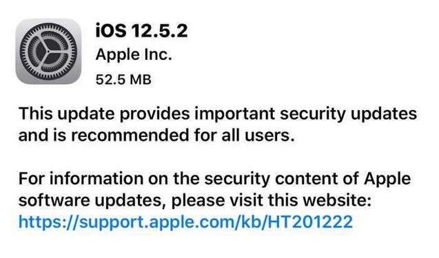 乐山苹果手机维修分享iOS12.5.2发布，建议所有老苹果用户安装 